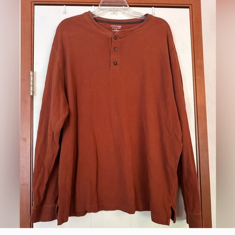 St Johns Bay  Men's Henley Shirt - Rust xl